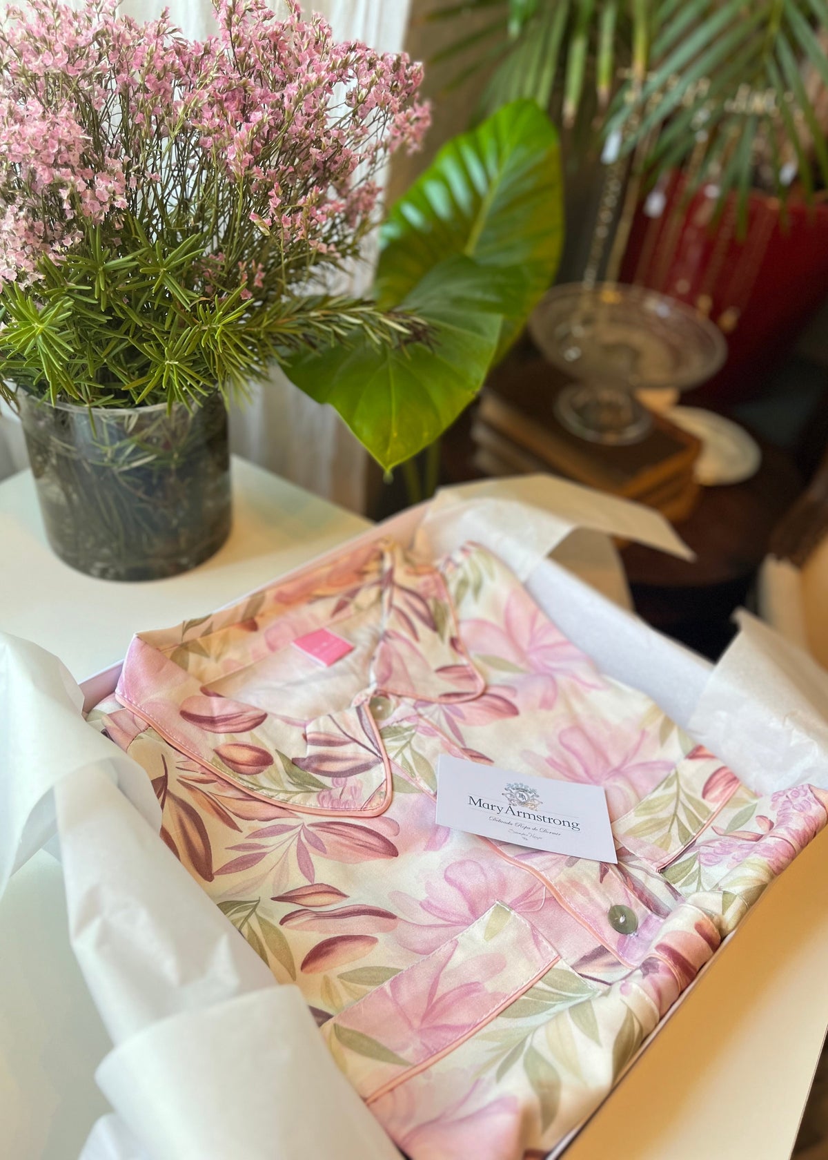 Bata Kimono Viscosa flores rosadas