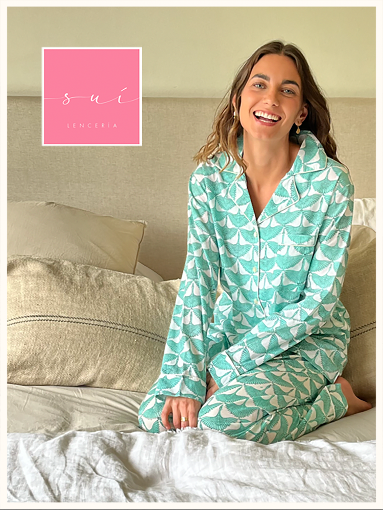 PIJAMA AVE VERDE / manga corta