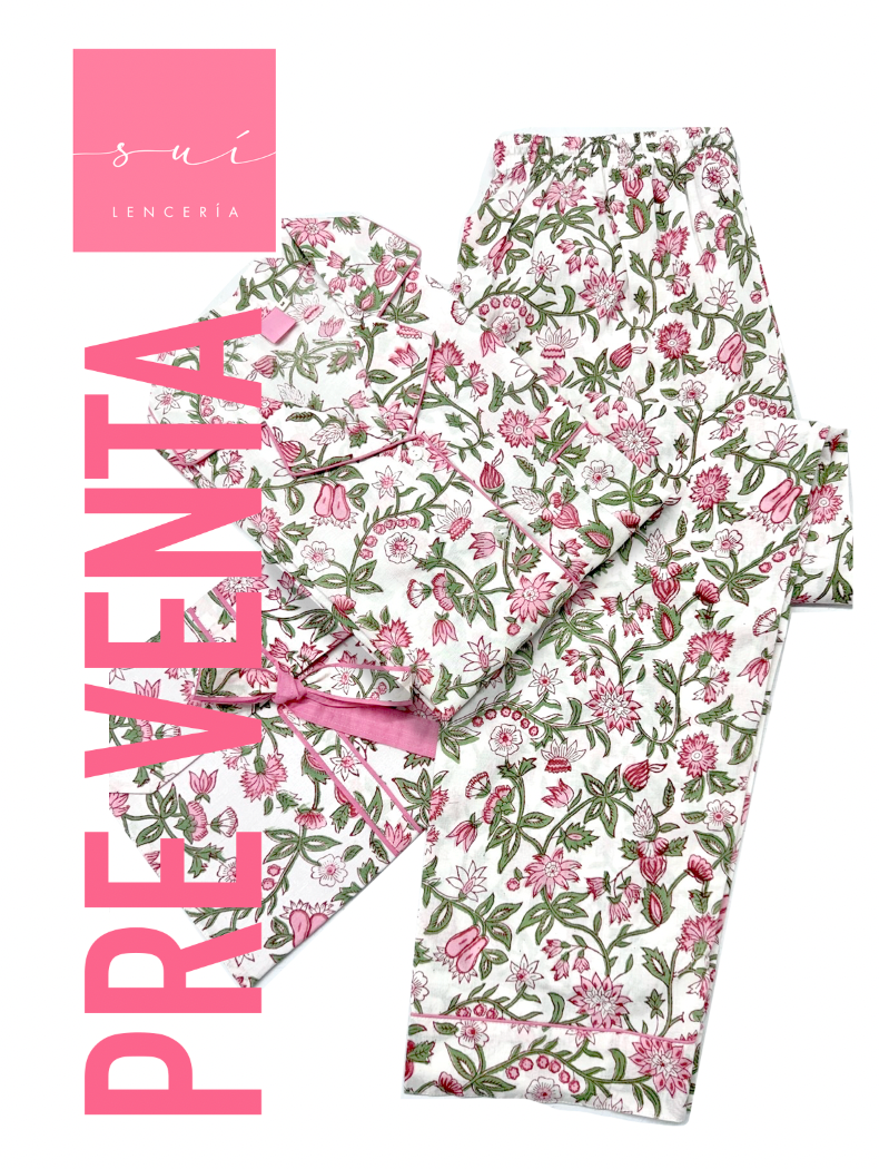 PIJAMA SUI 2025 / BLANCO / ROSA / VERDE