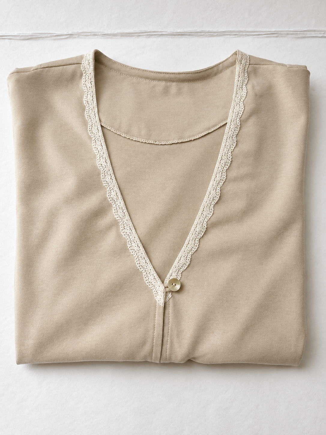 MAÑANITA | Algodón Beige con Encaje Fino