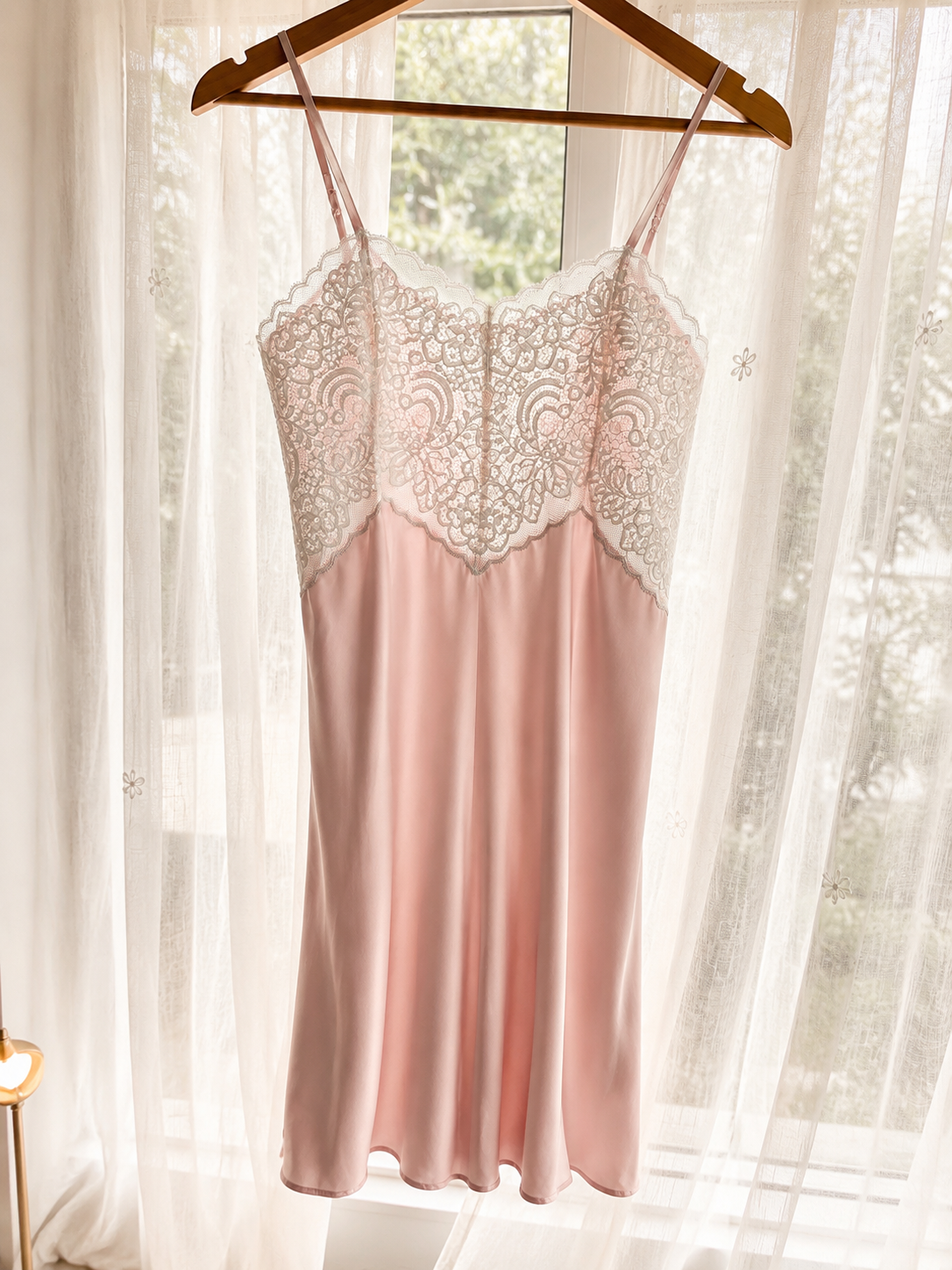 CAMISA AMELIE | Rosa con encaje blanco