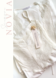 CAMISA AMELIE ALGODON CRUDO ENCAJE ROSA