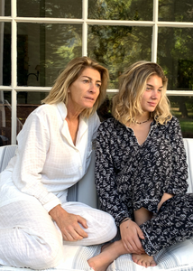 PIJAMA PANTALON MANGA LARGA NEGRO FLORES BLANCAS