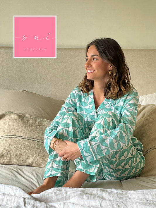 Pijama Sui ave verde / manga corta