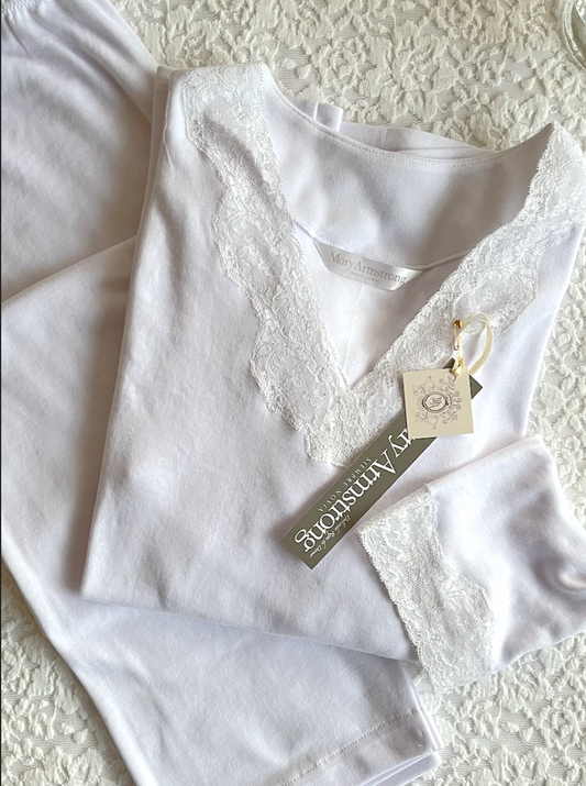 PIJAMA ALGODÓN GAMUZA BLANCO