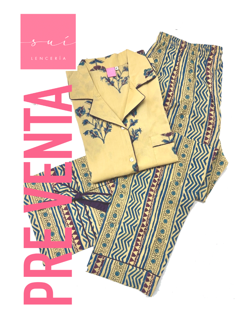 PIJAMA SUI 2025 / BEIGE / AZUL