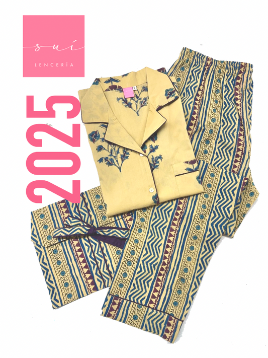 PIJAMA SUI 2025 / BEIGE / AZUL