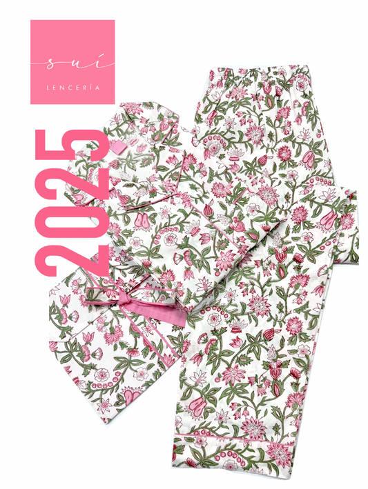 PIJAMA SUI 2025 / BLANCO / ROSA / VERDE