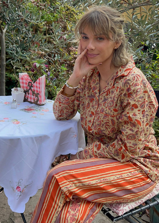 PIJAMA SUI 2025 / BURDEO/ BEIGE/ ROJO