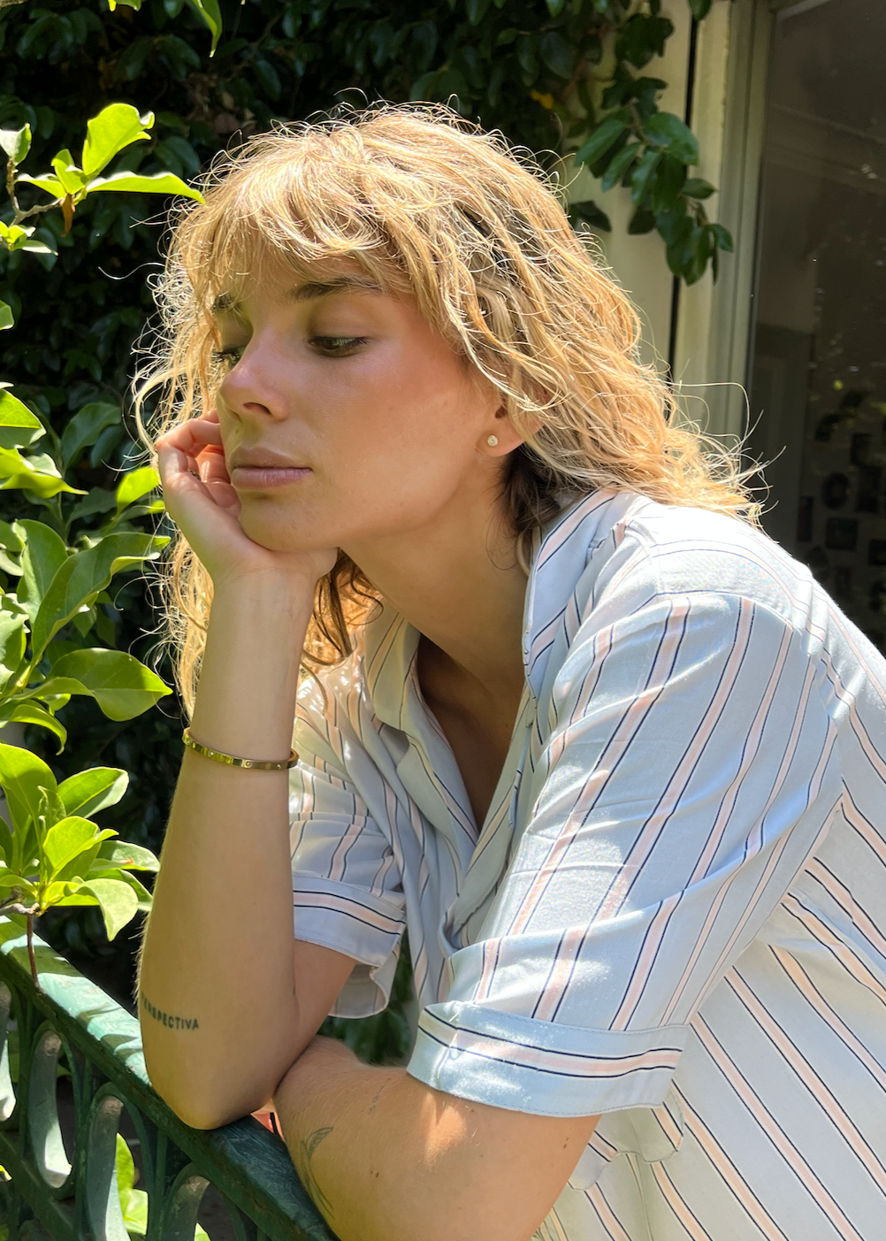 PIJAMA VERANO RAYAS celeste