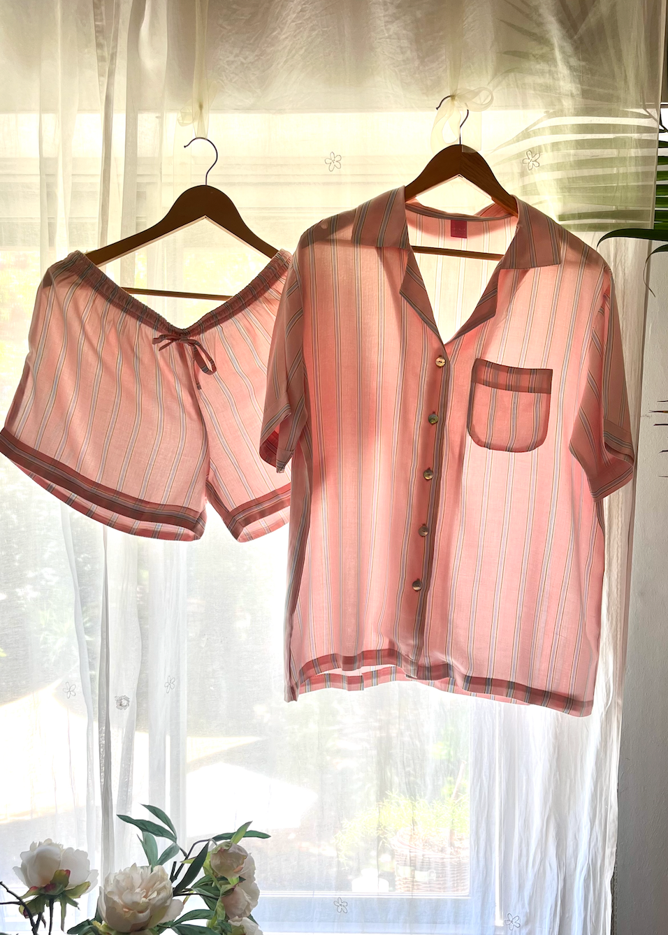 PIJAMA VERANO RAYAS rosado