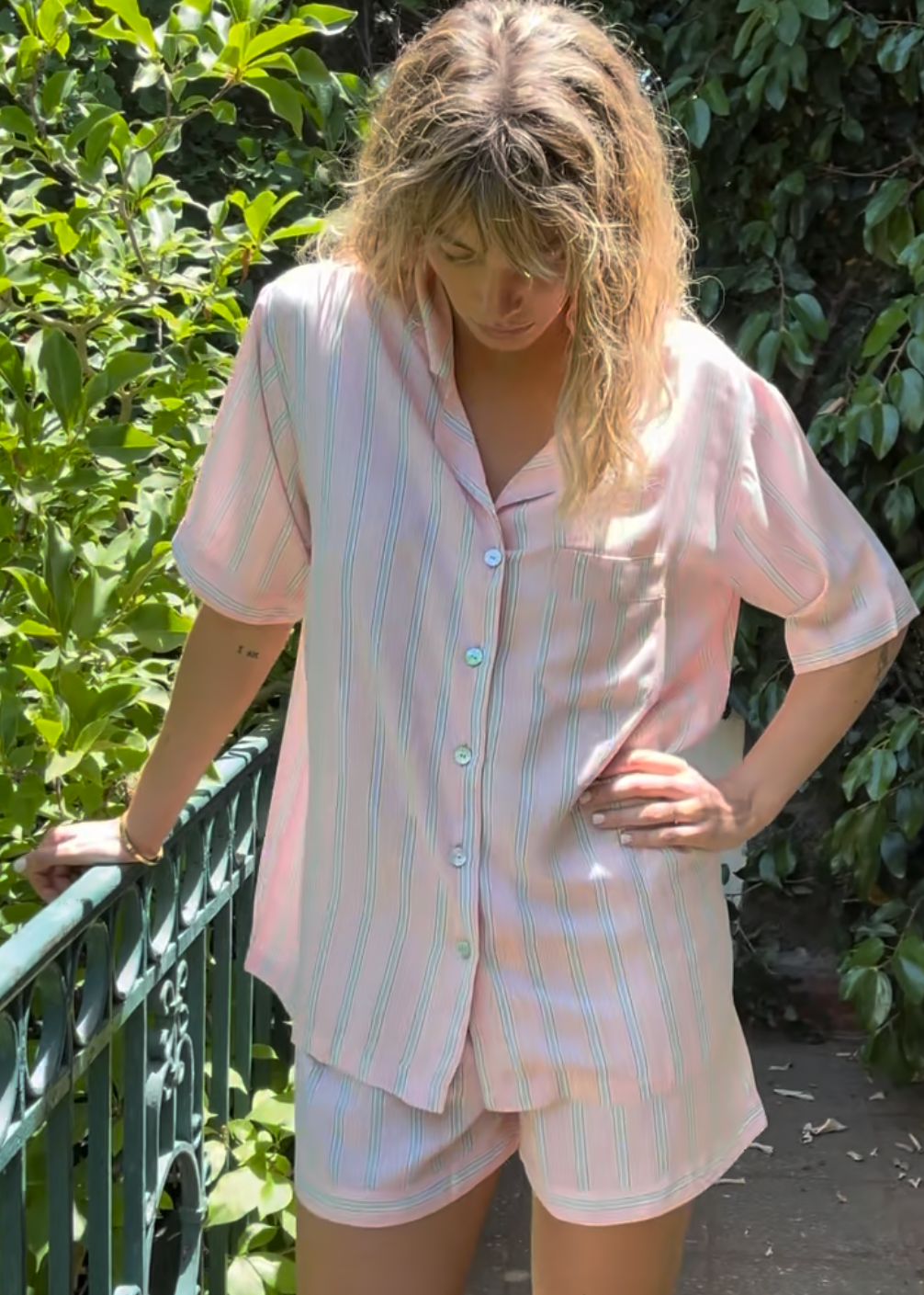 PIJAMA VERANO RAYAS rosado