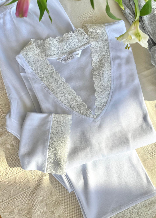 PIJAMA ALGODÓN BLANCO/ENCAJE