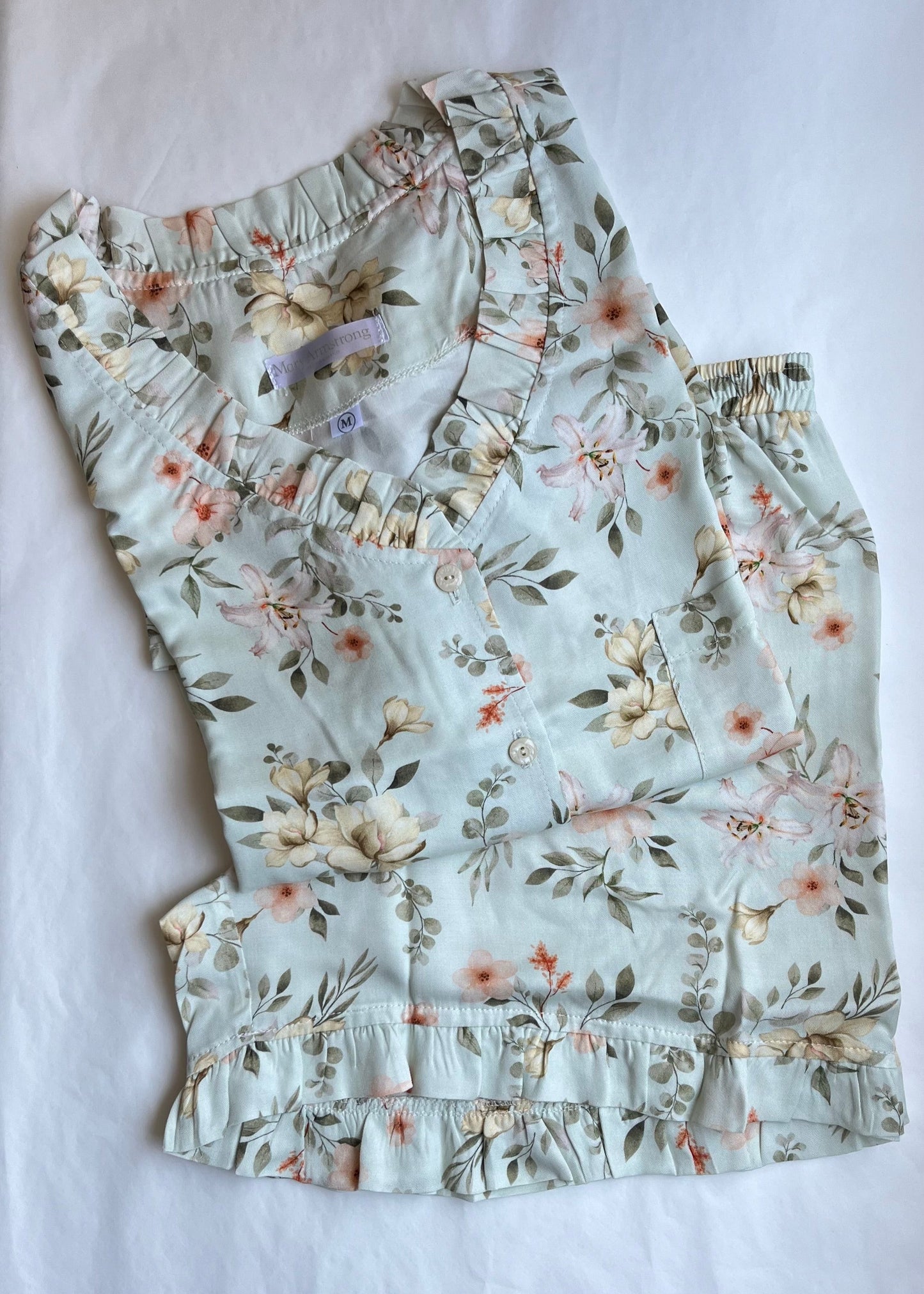 PIJAMA VERANO VUELITOS VERDE FLORES