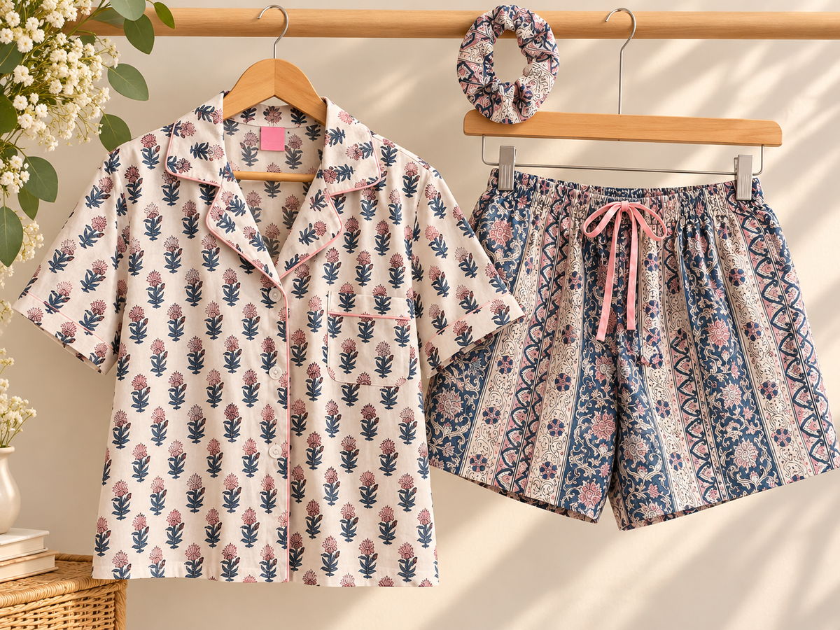 PIJAMA SUI VERANO | Floral -Algodón de la India