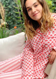 PIJAMA PANTALON MANGA LARGA FUCSIA Y BLANCO