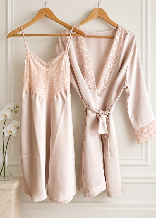 Conjunto Camisa Amelie + Bata · seda malva