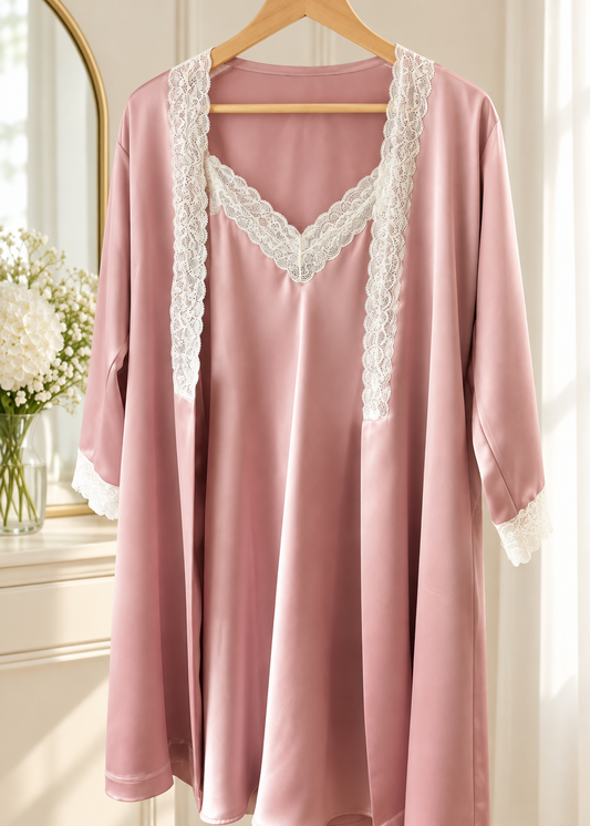 Conjunto Camisa  Pitti Mini + Bata · seda palo de rosa
