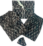 PIJAMA PANTALON MANGA LARGA NEGRO FLORES BLANCAS