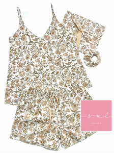 PIJAMA SHORT PABILO BLANCO Y BEIGE
