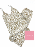 PIJAMA PABILO BLANCO Y BEIGE CON PANTALON LARGO