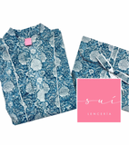 KIMONO CORTO CON BOLSILLOS AZULINO
