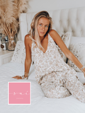 PIJAMA PABILO BLANCO Y BEIGE CON PANTALON LARGO