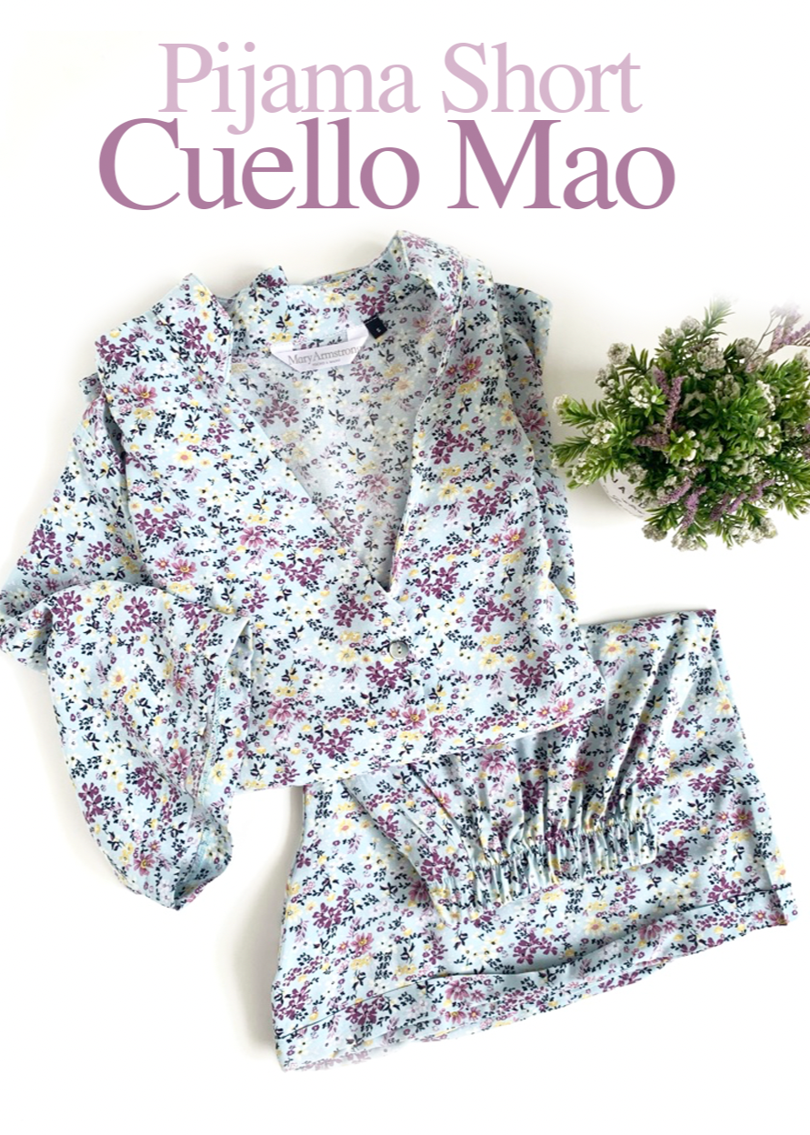 PIJAMA SHORT MANGA CORTA CELESTE