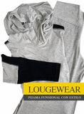 PIJAMA ALGODÓN LOUNGEWEAR NEGRO CON GRIS