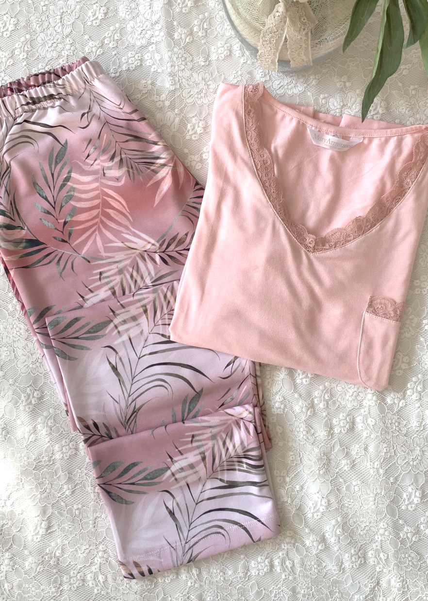PIJAMA ALGODÓN COMBINADO ROSADO