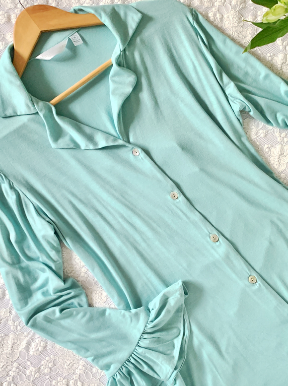 CAMISOLA ALGODÓN VUELOS VERDE AGUA