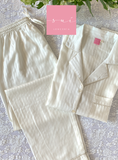 PIJAMA BLANCO VISCOSA RAYAS