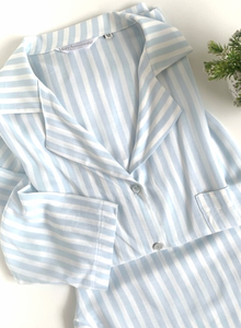 PIJAMA VISCOSA LARGO MANGA 3/4 RAYAS CELESTE