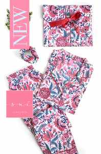 PIJAMA PANTALON MANGA CORTA BLANCO / CORAL