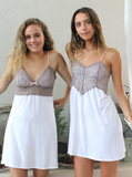 CAMISA AMELIE ALGODÓN CRUDO ENCAJE TAUPE