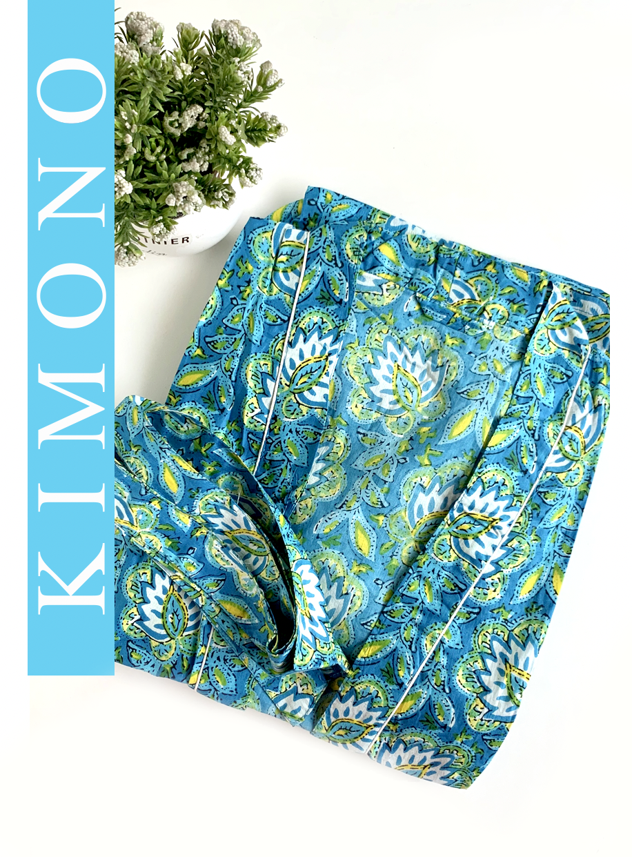KIMONO LARGO TURQUESA