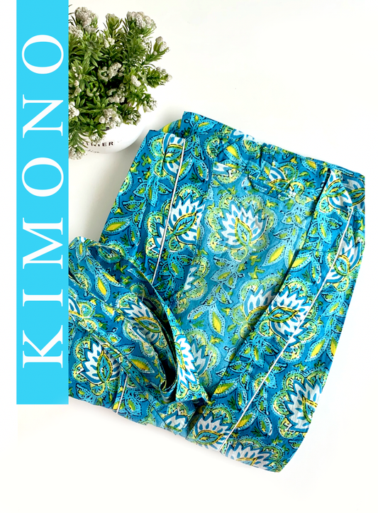 KIMONO LARGO TURQUESA